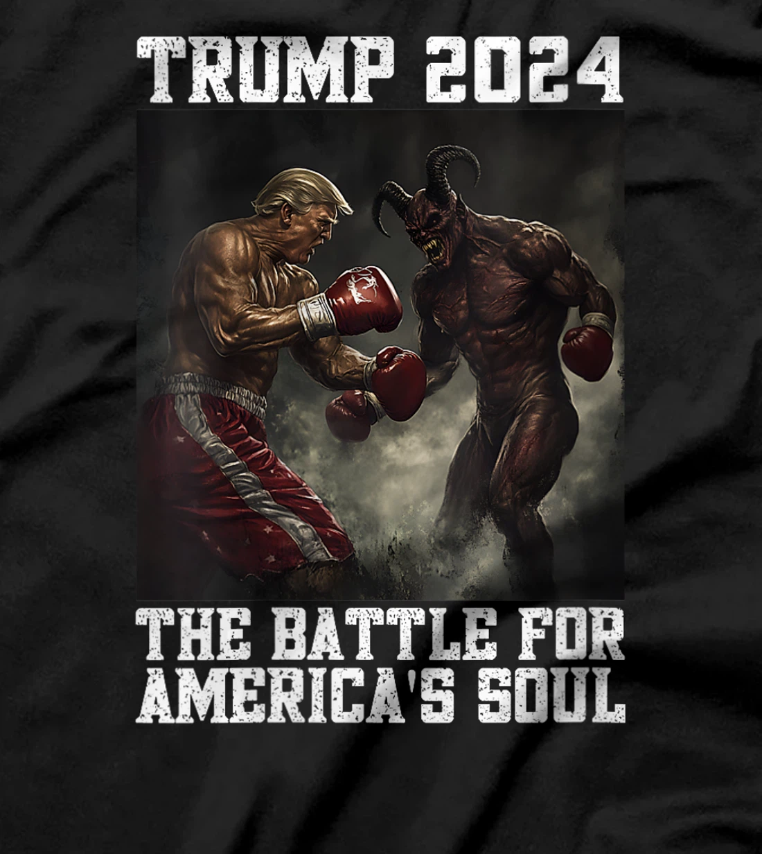 Womens Trump 2024 Battle For America's Soul Trump Fighting Satan T-Shirt