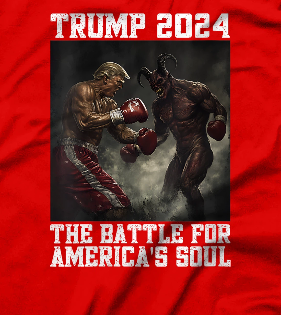 Womens Trump 2024 Battle For America's Soul Trump Fighting Satan T-Shirt