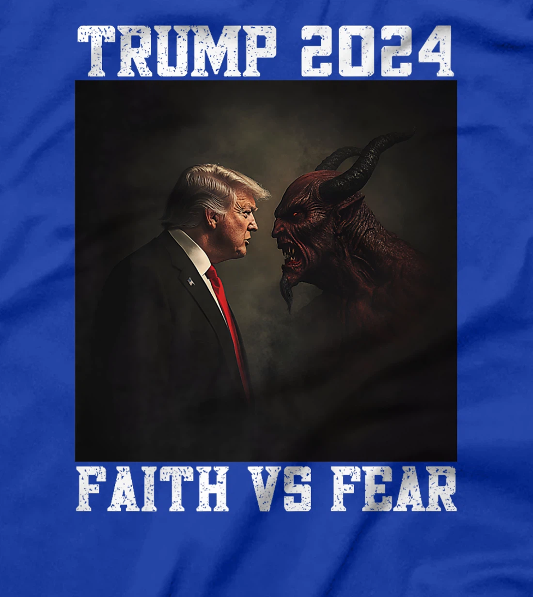 Trump Facing Devil Good Versus Evil Proud Christian Trump Premium T-Shirt