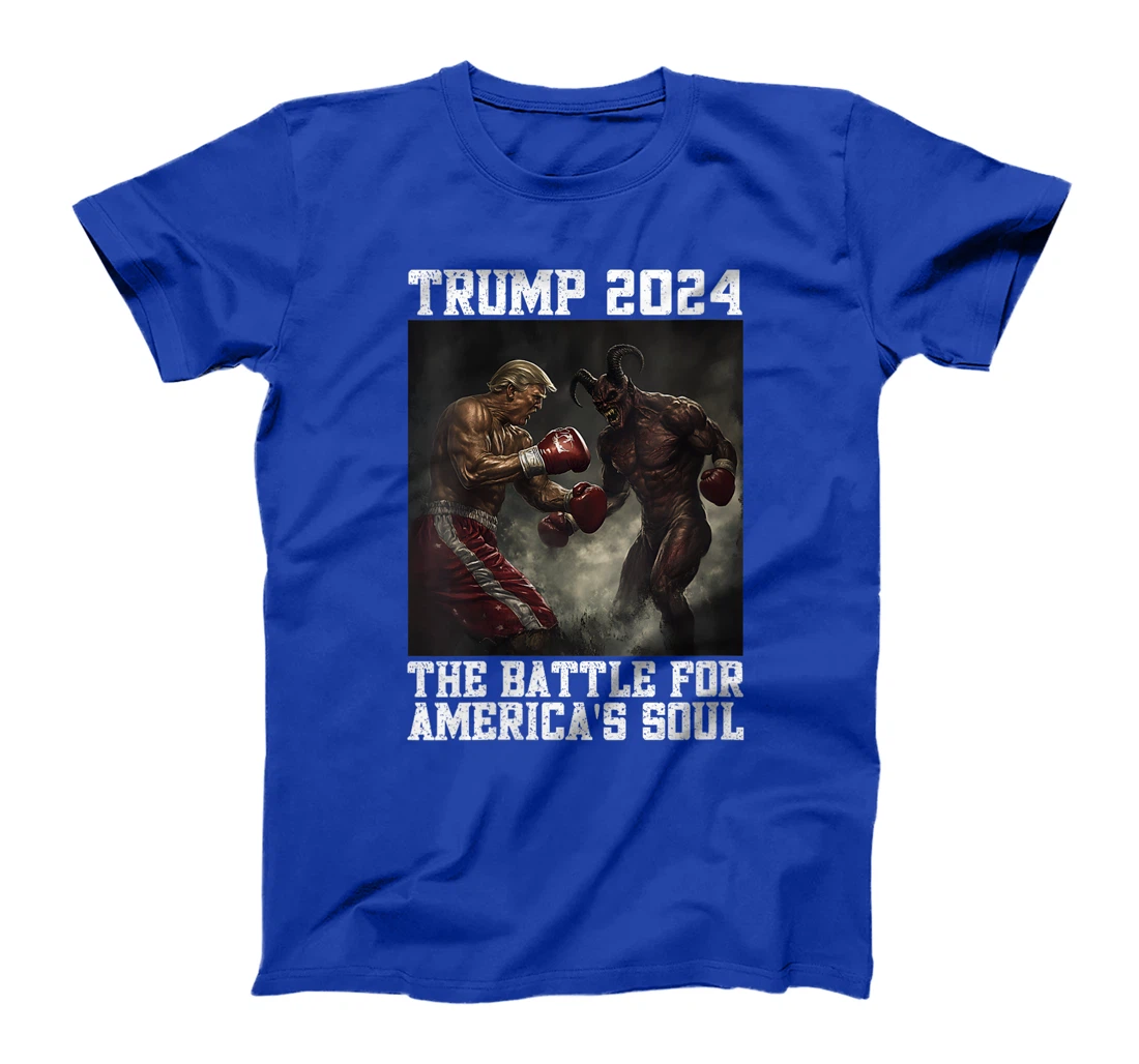 Womens Trump 2024 Battle For America's Soul Trump Fighting Satan T-Shirt