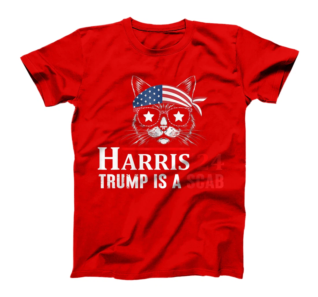 Donald Trump Is A Scab Vote Harris Valz Cat Lady T-Shirt