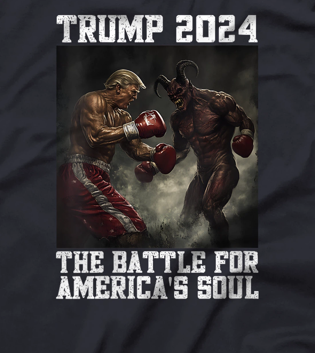Womens Trump 2024 Battle For America's Soul Trump Fighting Satan T-Shirt