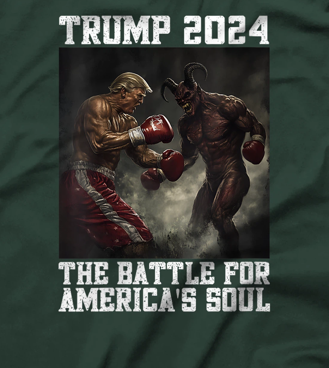 Womens Trump 2024 Battle For America's Soul Trump Fighting Satan T-Shirt