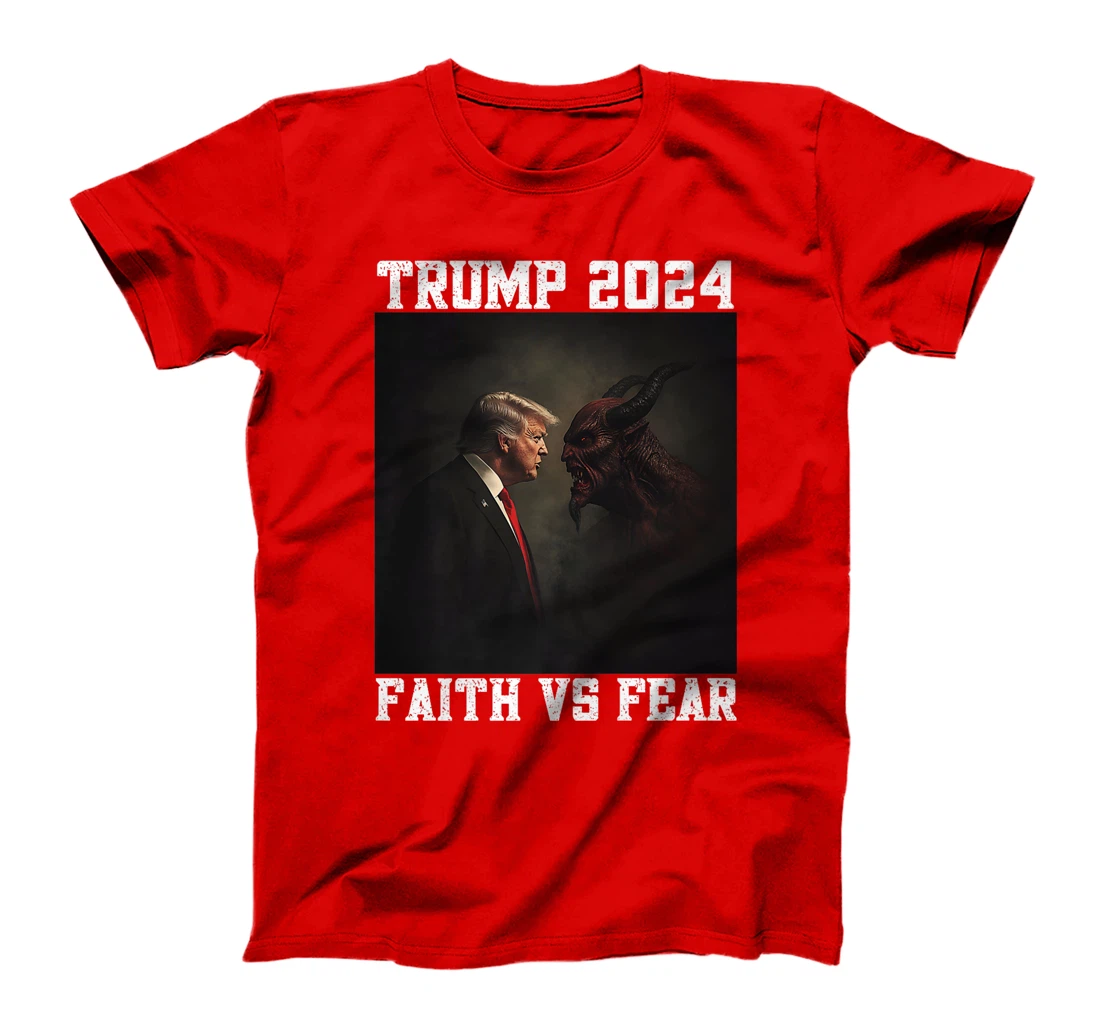 Trump Facing Devil Good Versus Evil Proud Christian Trump Premium T-Shirt