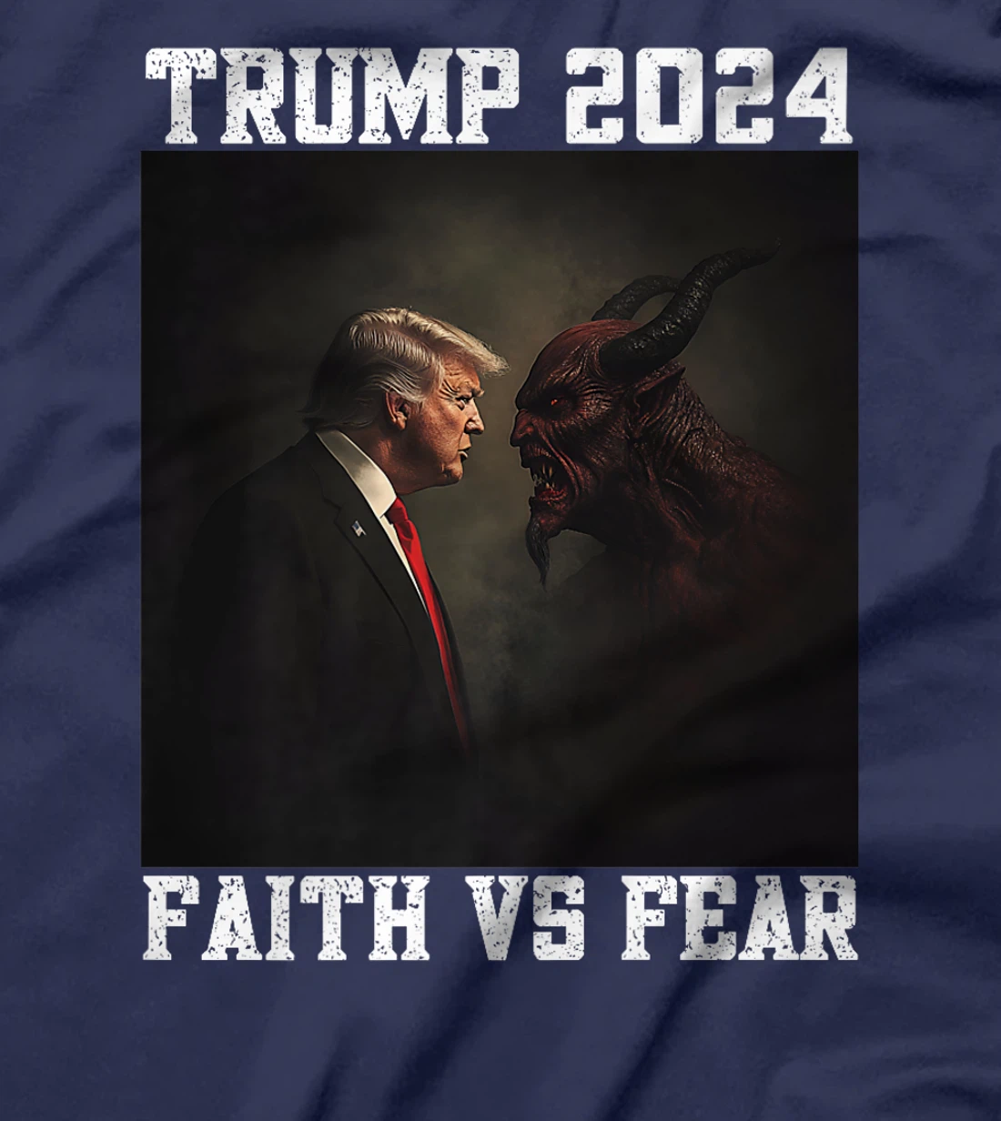 Trump Facing Devil Good Versus Evil Proud Christian Trump Premium T-Shirt