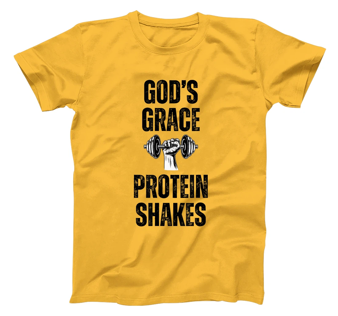 God's Grace Protein Shakes dumbbell Christian Weight Lifter T-Shirt