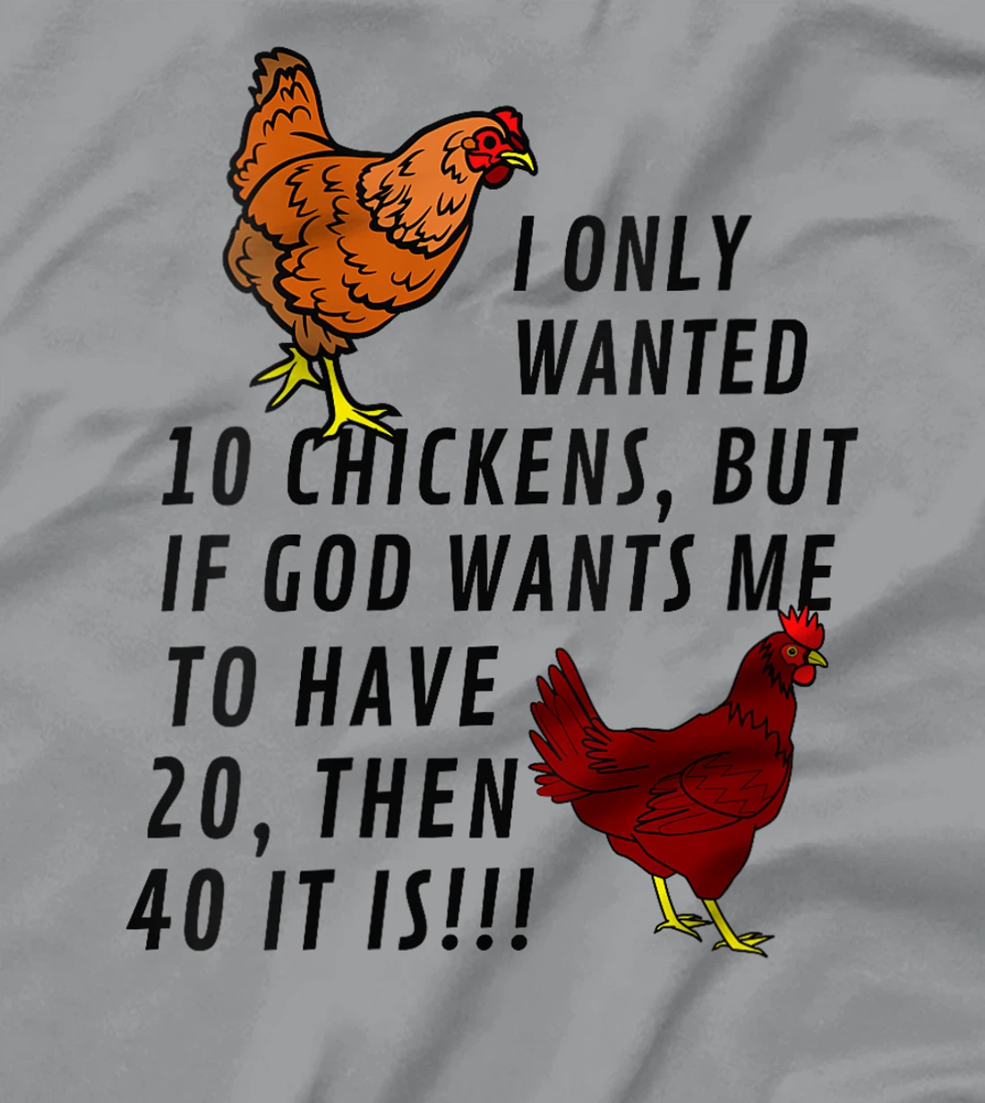 Womens I Only Wanted 10 Chickens Funny Farm God Cute Chickens T-Shirt