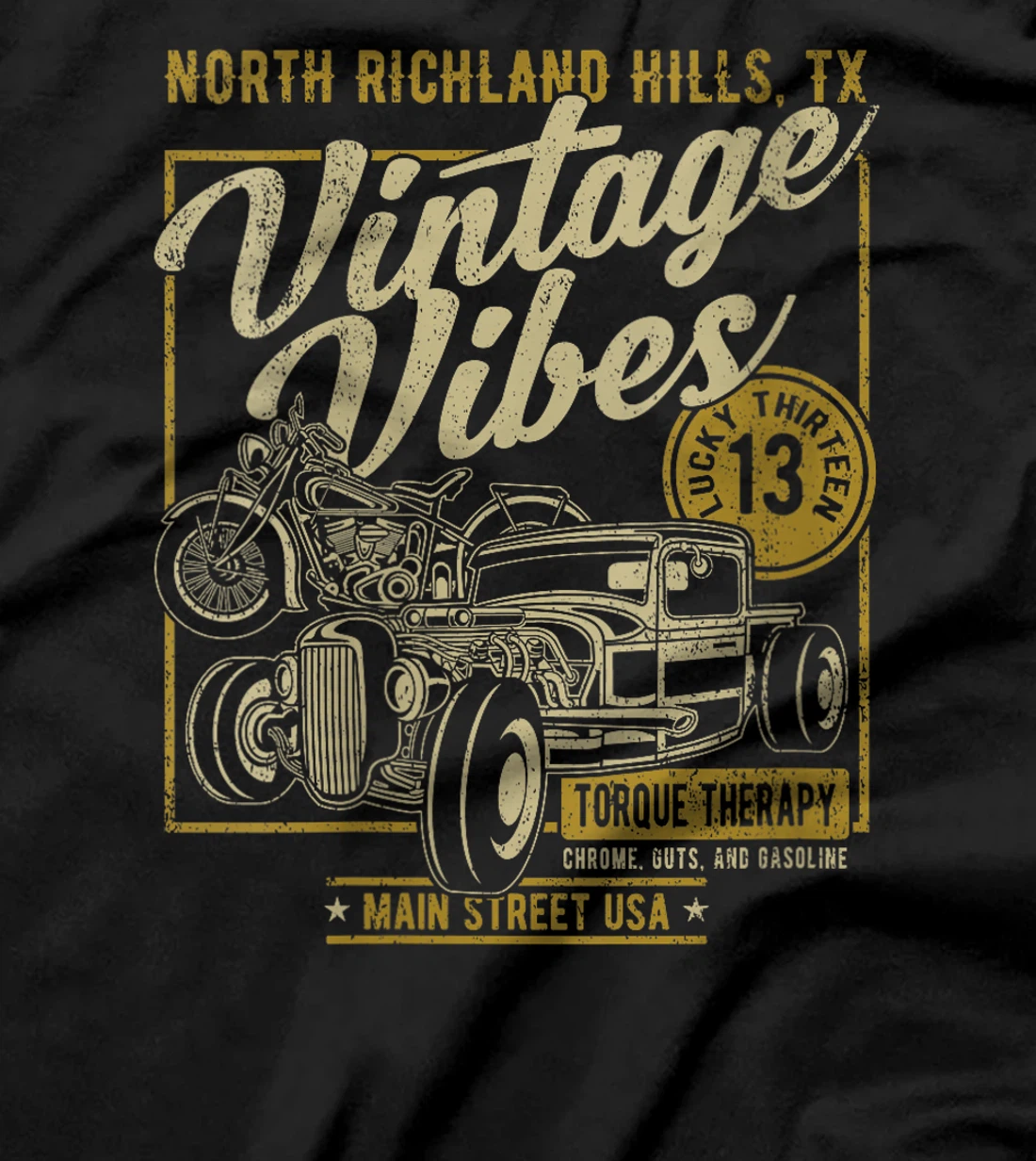 Womens North Richland Hills Texas USA Hotrod and Motorcycle Design T-Shirt
