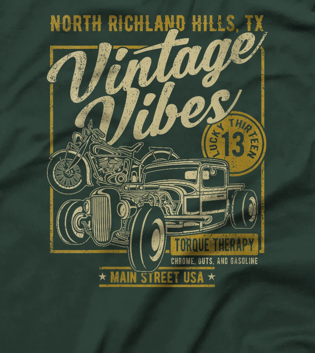Womens North Richland Hills Texas USA Hotrod and Motorcycle Design T-Shirt