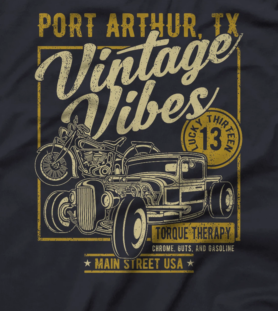 Port Arthur Texas USA Vintage Vibes Hotrod Motorcycle Design Premium T-Shirt