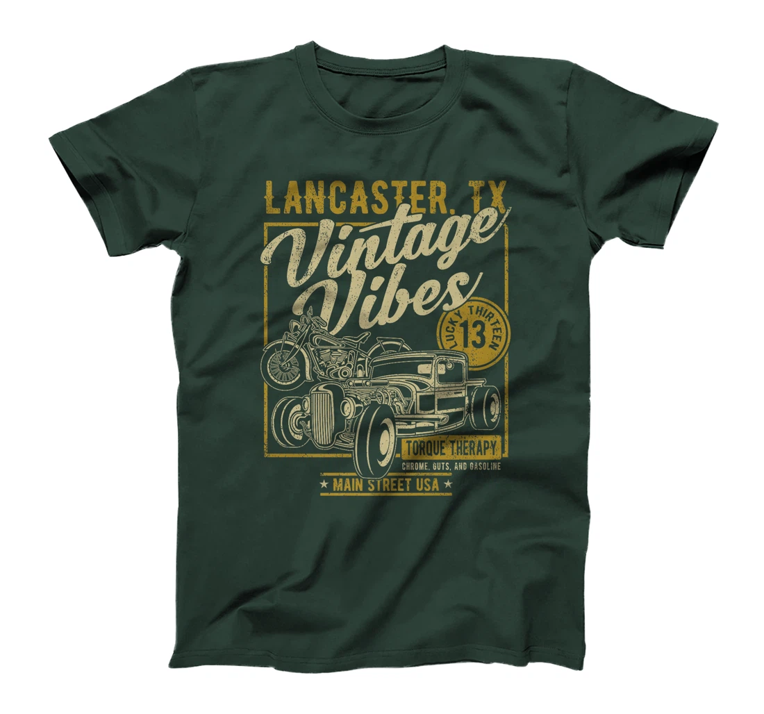 Lancaster Texas USA Vintage Vibes Hotrod Motorcycle Design Premium T-Shirt