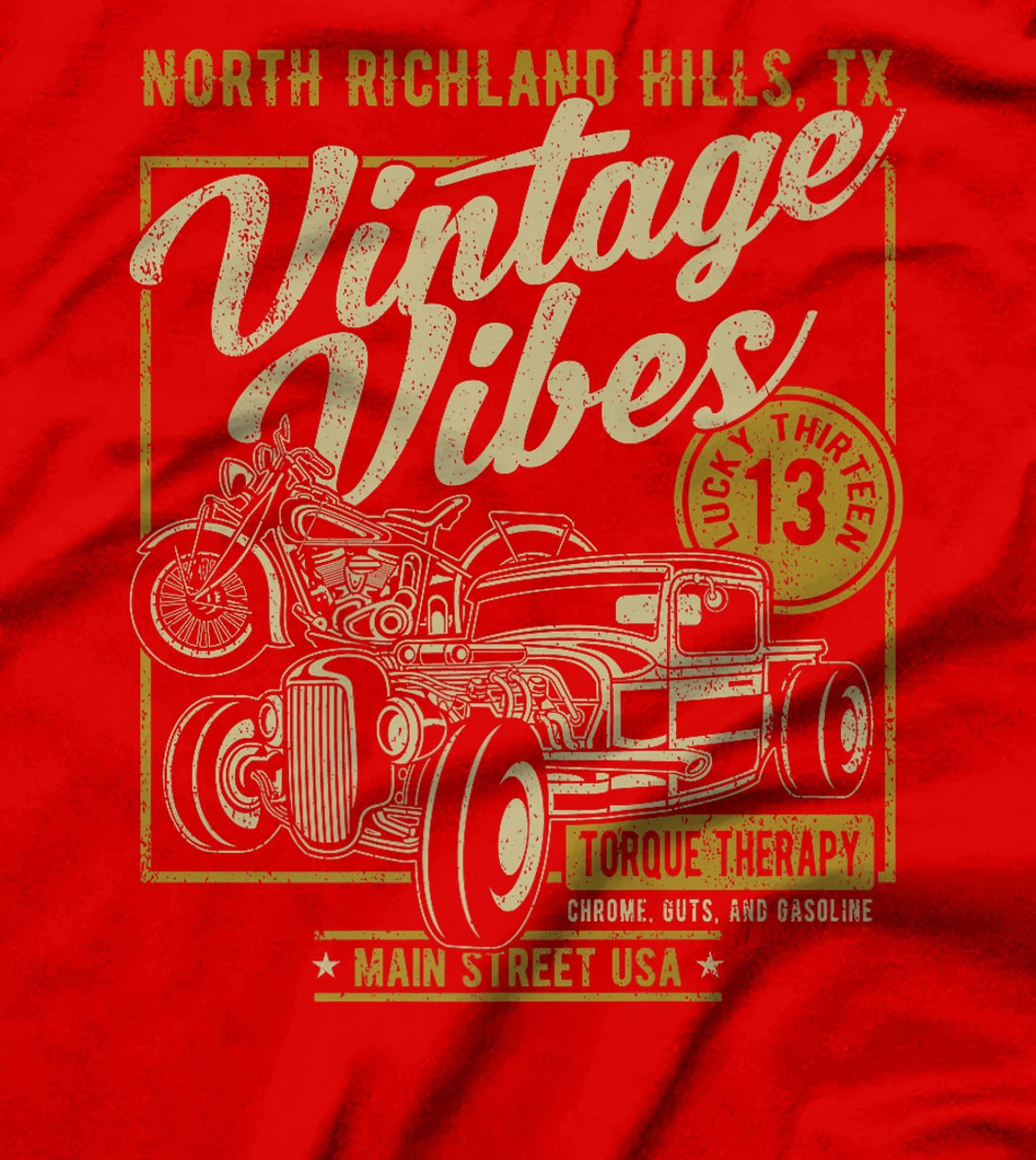 North Richland Hills Texas USA Hotrod and Motorcycle Design Premium T-Shirt
