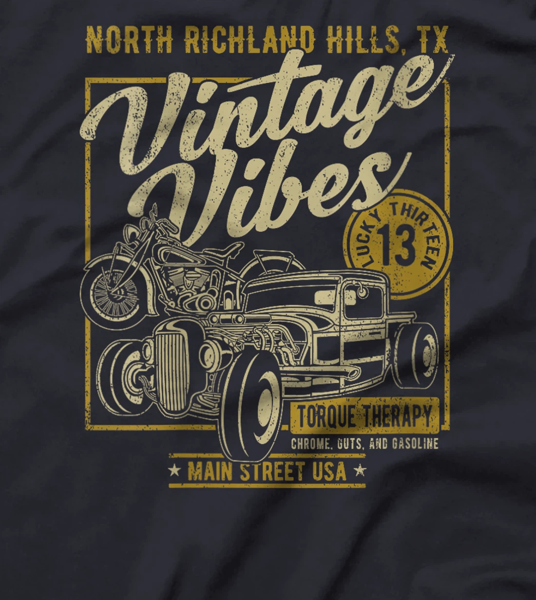 Womens North Richland Hills Texas USA Hotrod and Motorcycle Design T-Shirt