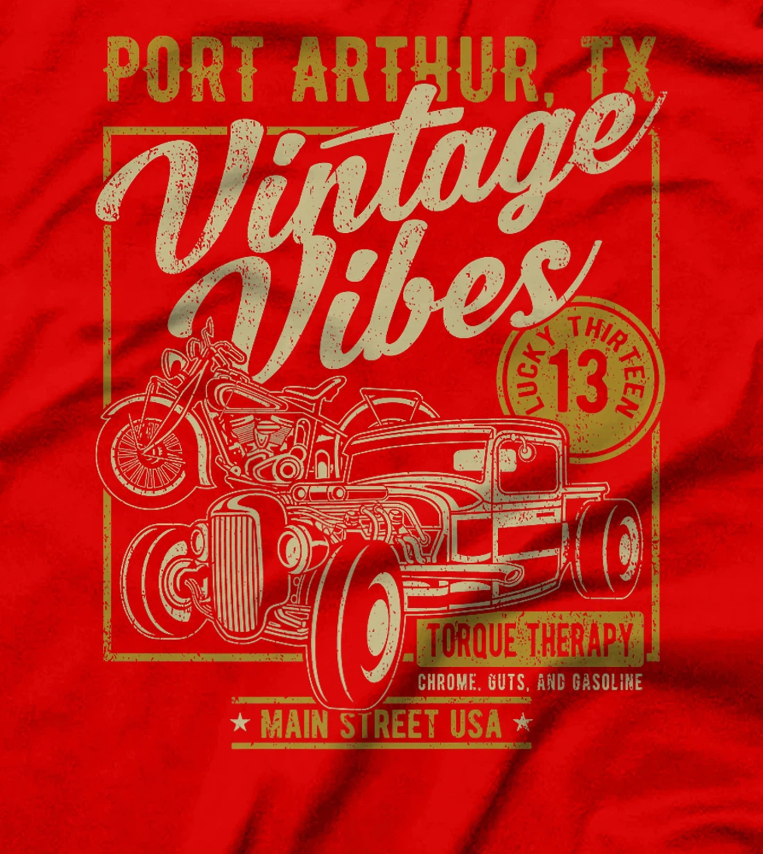 Port Arthur Texas USA Vintage Vibes Hotrod Motorcycle Design Premium T-Shirt