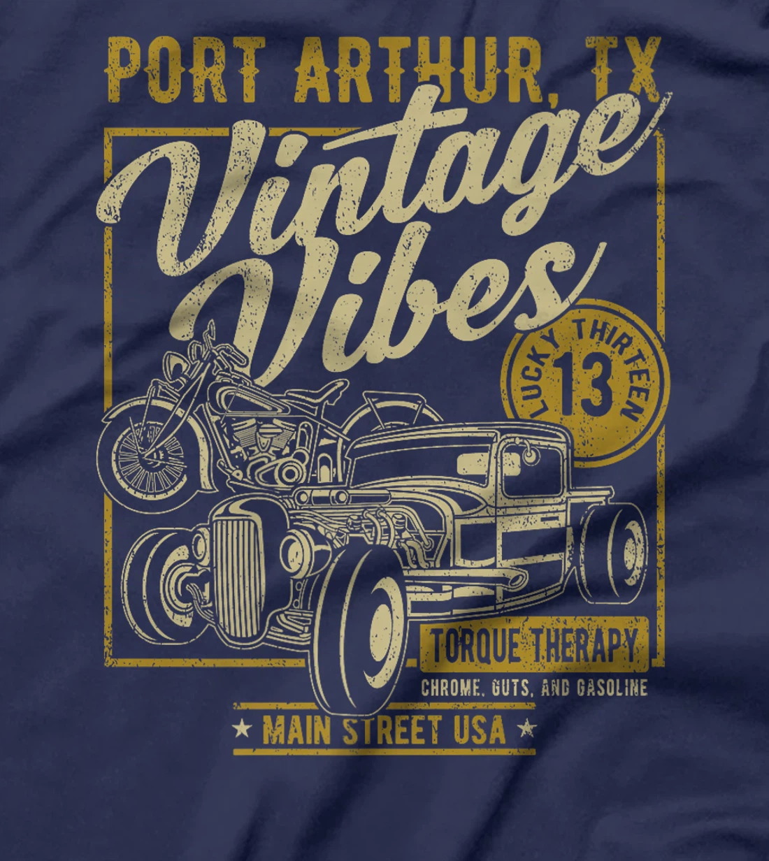 Port Arthur Texas USA Vintage Vibes Hotrod Motorcycle Design Premium T-Shirt