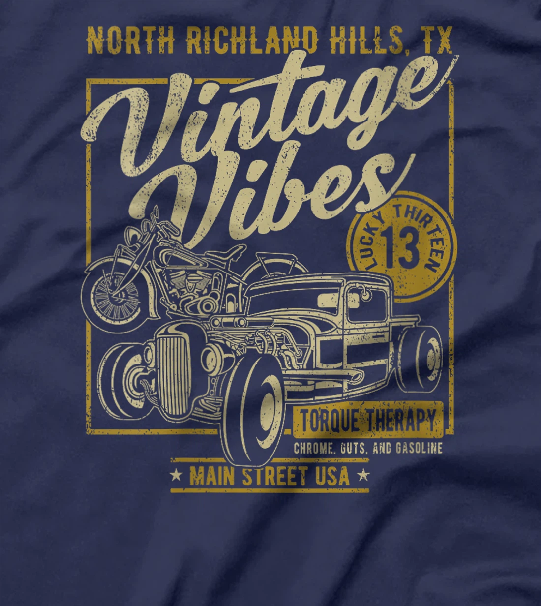 Womens North Richland Hills Texas USA Hotrod and Motorcycle Design T-Shirt