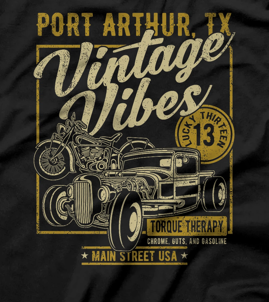 Port Arthur Texas USA Vintage Vibes Hotrod Motorcycle Design Premium T-Shirt
