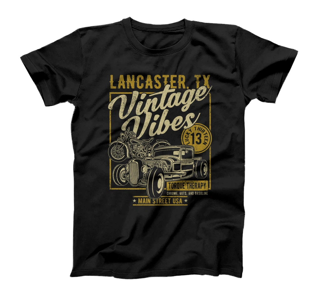 Lancaster Texas USA Vintage Vibes Hotrod Motorcycle Design Premium T-Shirt