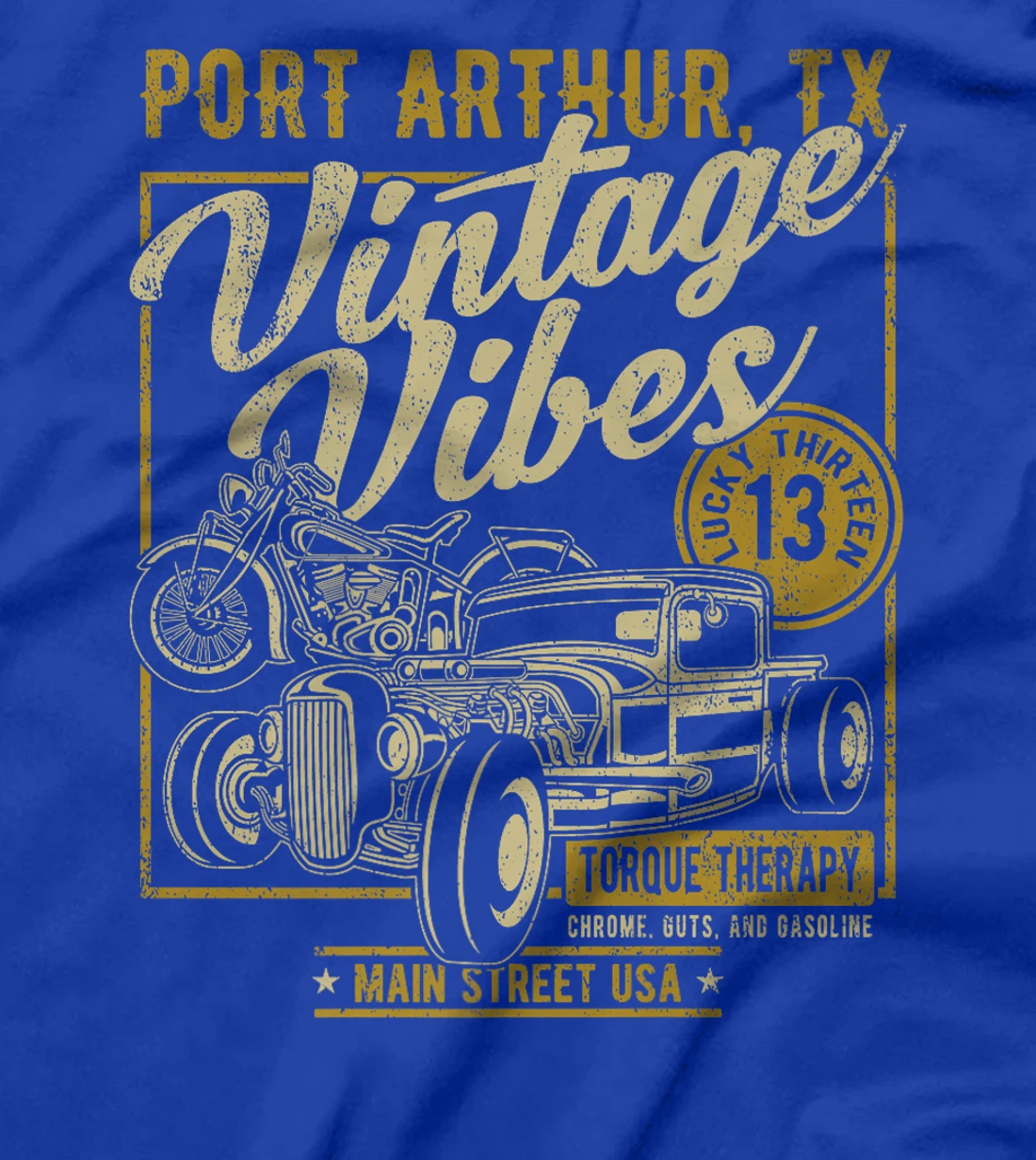Port Arthur Texas USA Vintage Vibes Hotrod Motorcycle Design Premium T-Shirt
