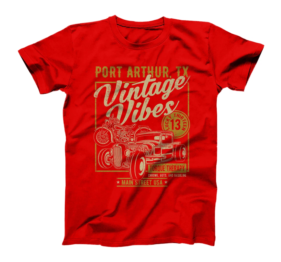 Port Arthur Texas USA Vintage Vibes Hotrod Motorcycle Design Premium T-Shirt