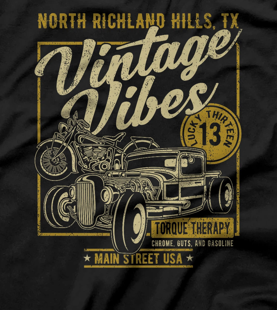 North Richland Hills Texas USA Hotrod and Motorcycle Design Premium T-Shirt