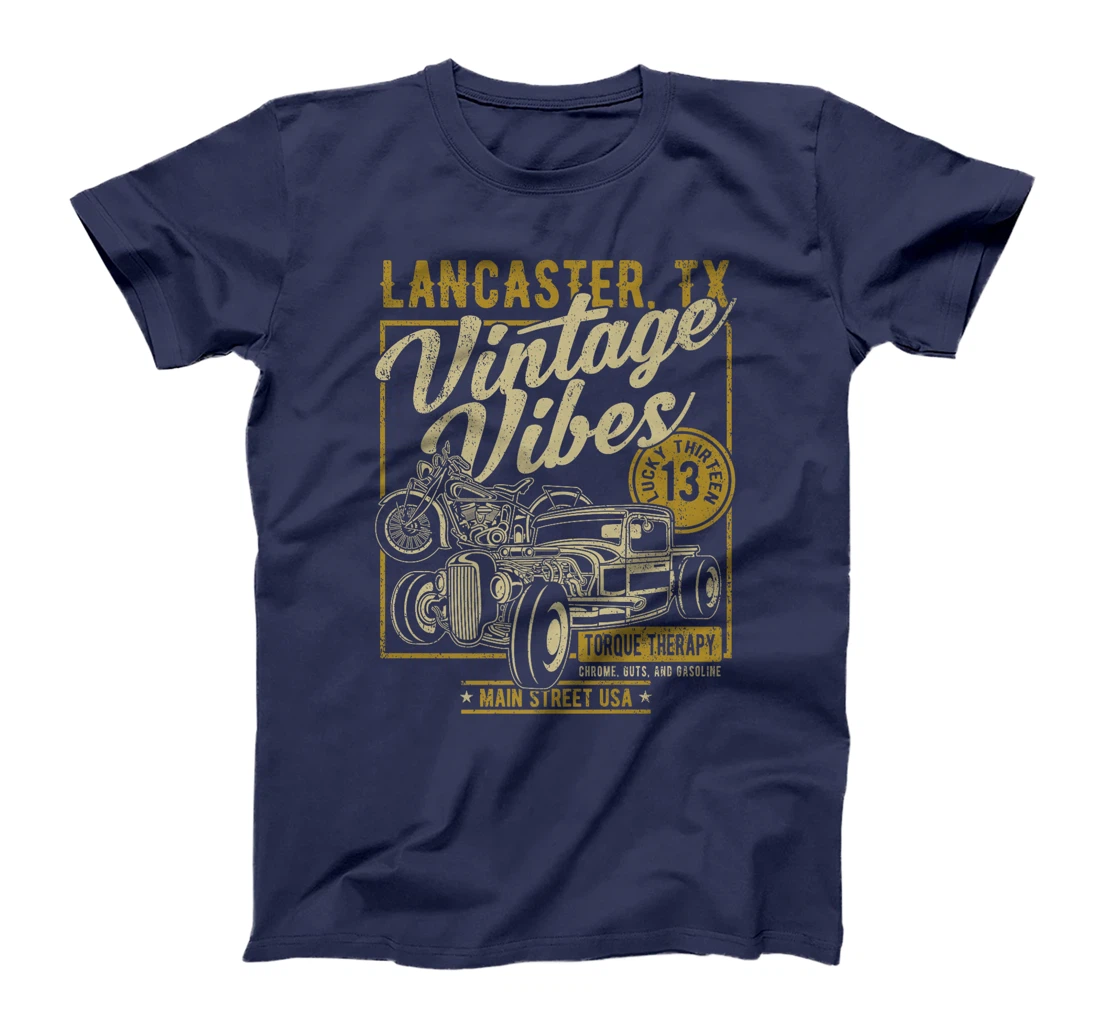 Lancaster Texas USA Vintage Vibes Hotrod Motorcycle Design Premium T-Shirt