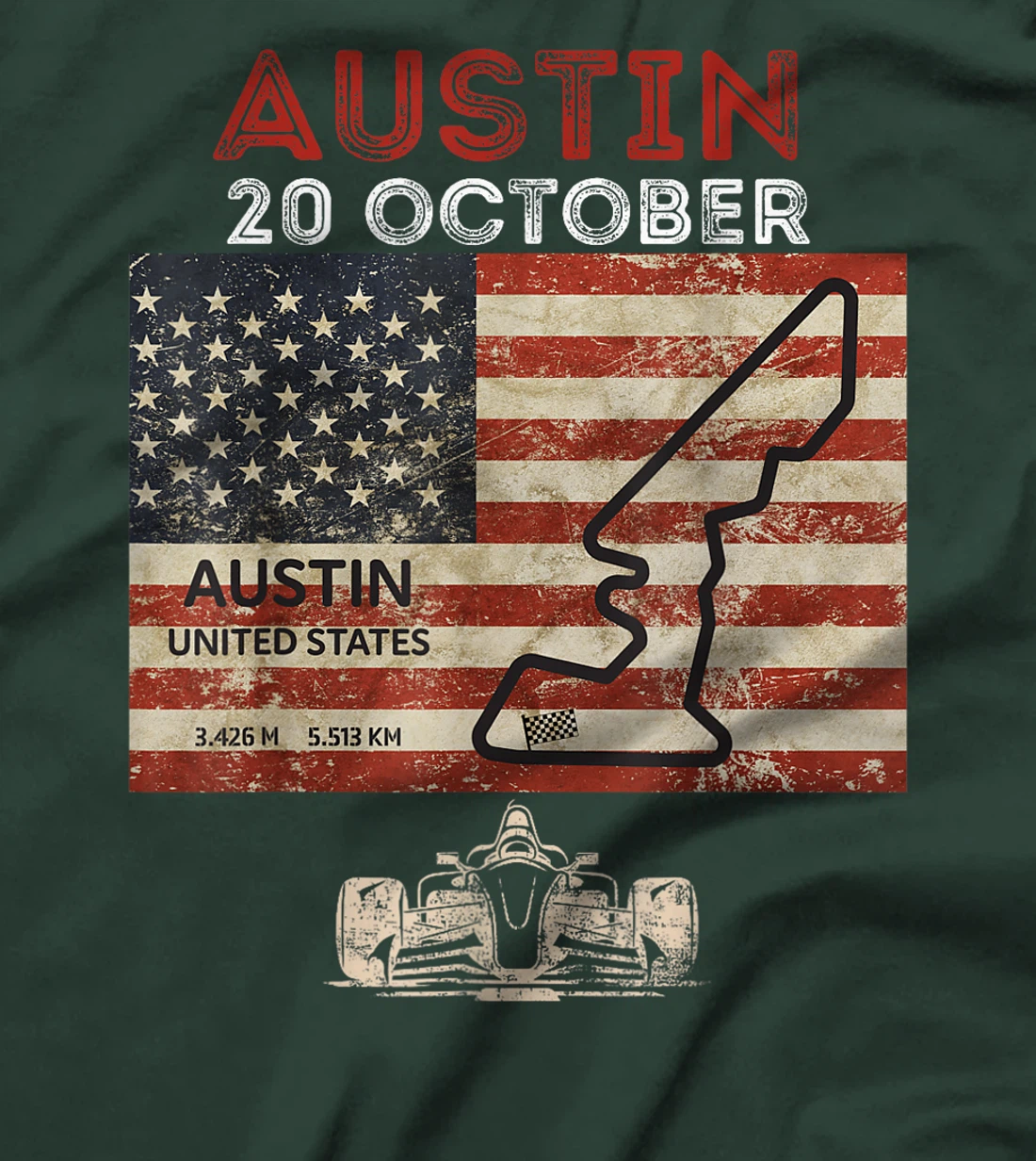 Womens Formula Racing Open Wheel Car Austin Texas Circuit 2024 USA T-Shirt