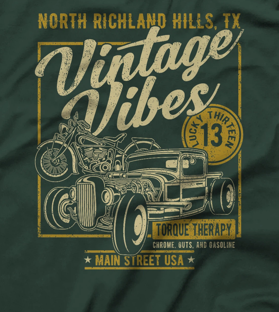 North Richland Hills Texas USA Hotrod and Motorcycle Design Premium T-Shirt