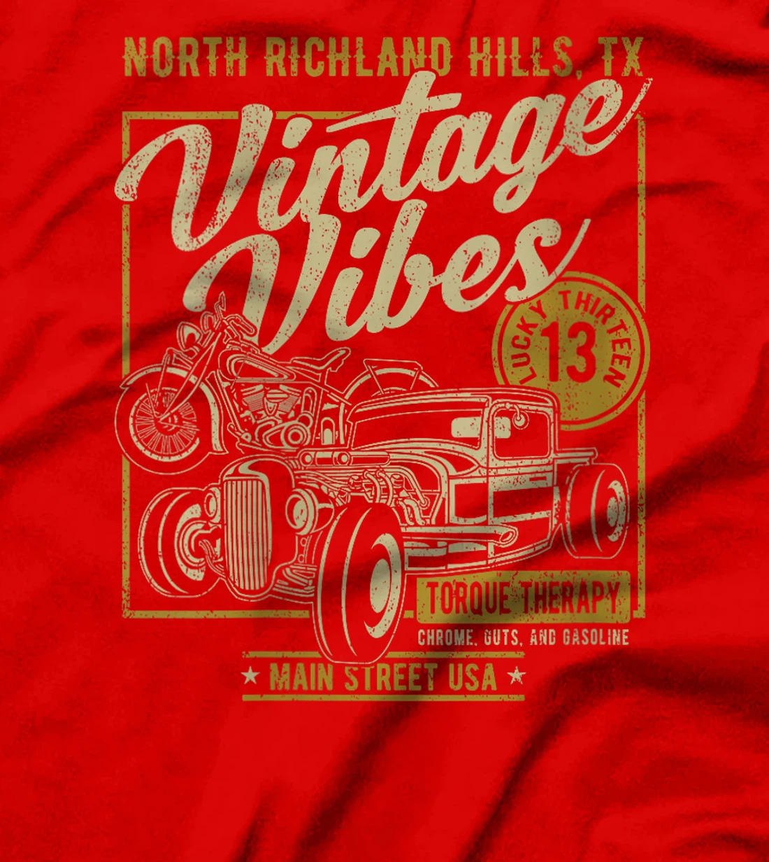 Womens North Richland Hills Texas USA Hotrod and Motorcycle Design T-Shirt