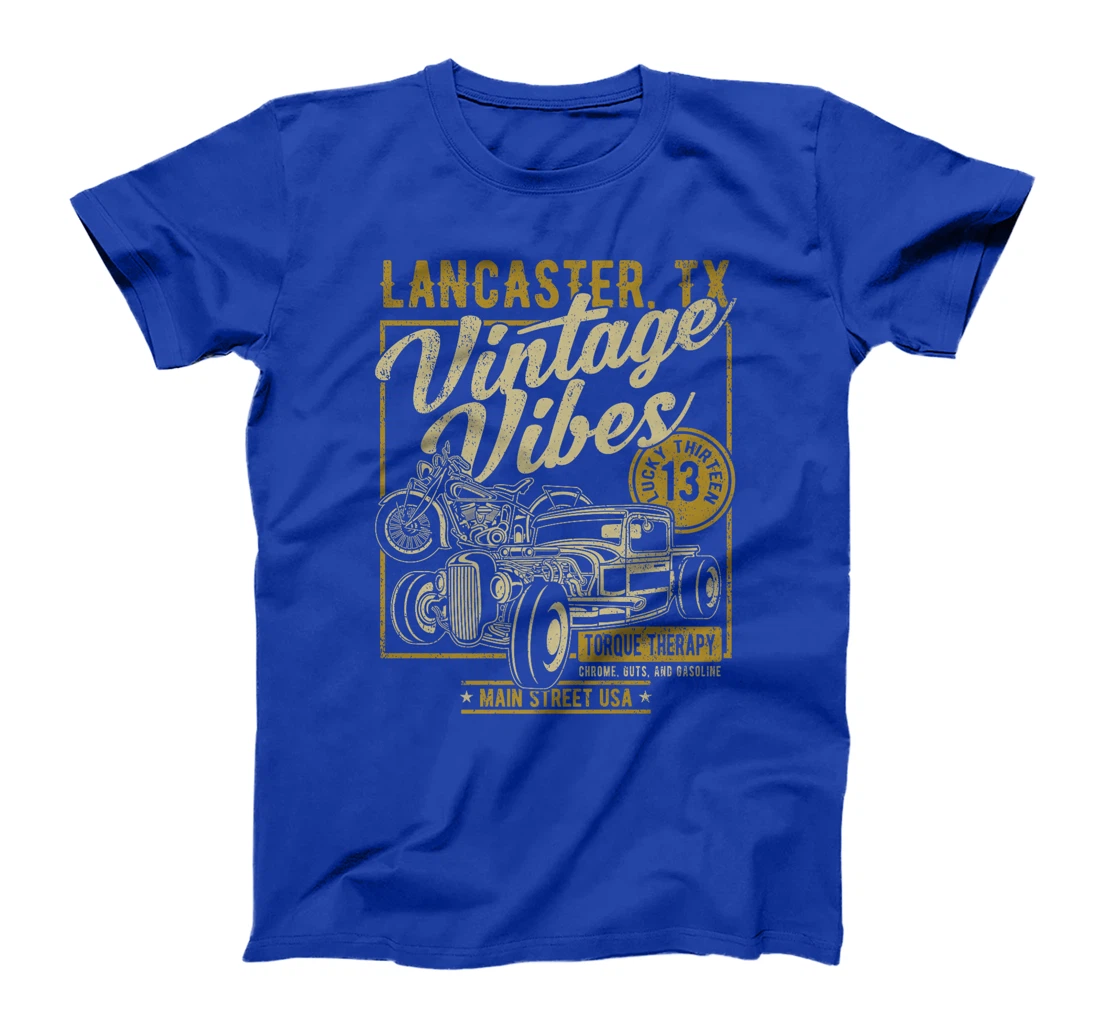 Lancaster Texas USA Vintage Vibes Hotrod Motorcycle Design Premium T-Shirt