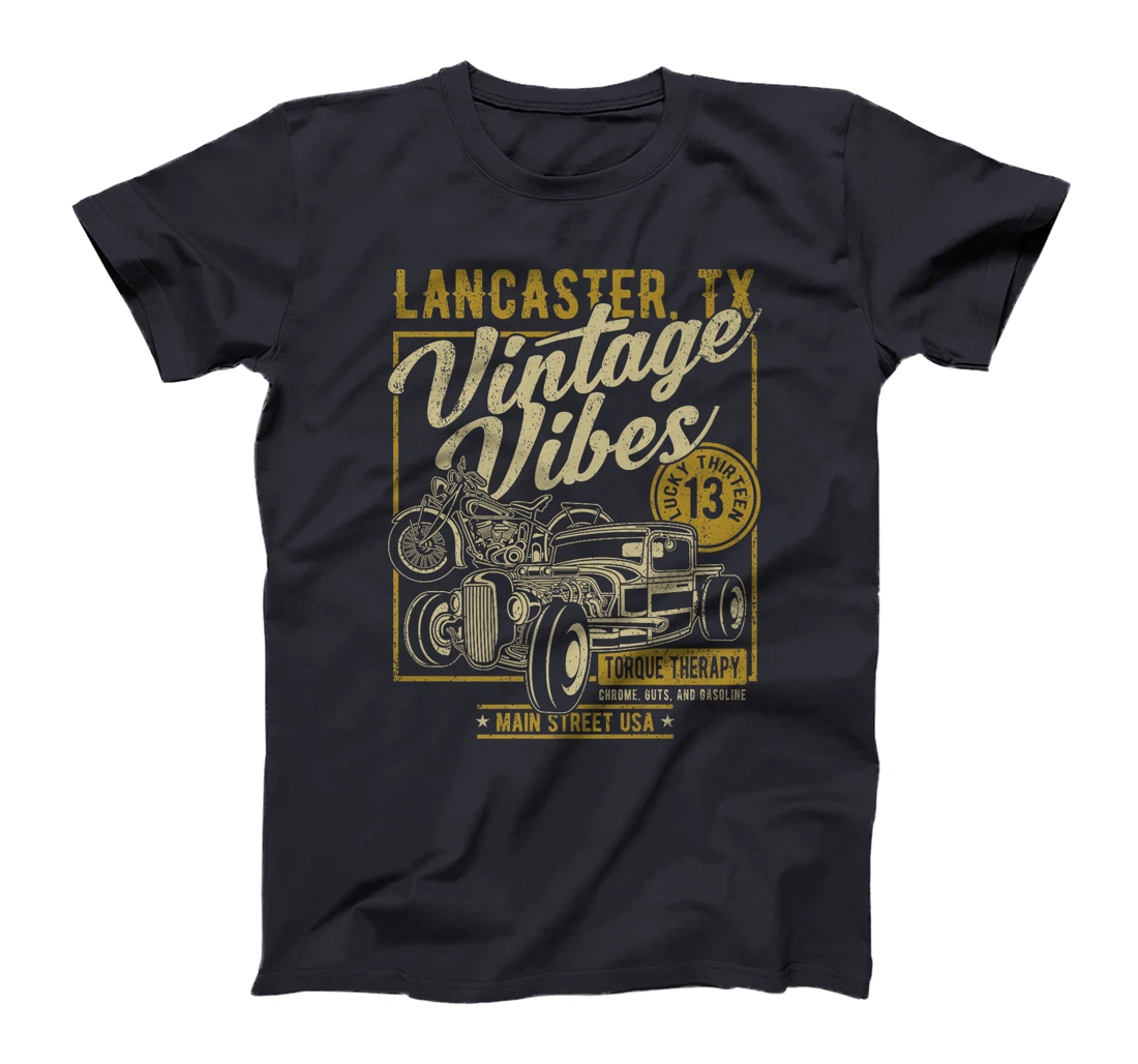 Lancaster Texas USA Vintage Vibes Hotrod Motorcycle Design Premium T-Shirt