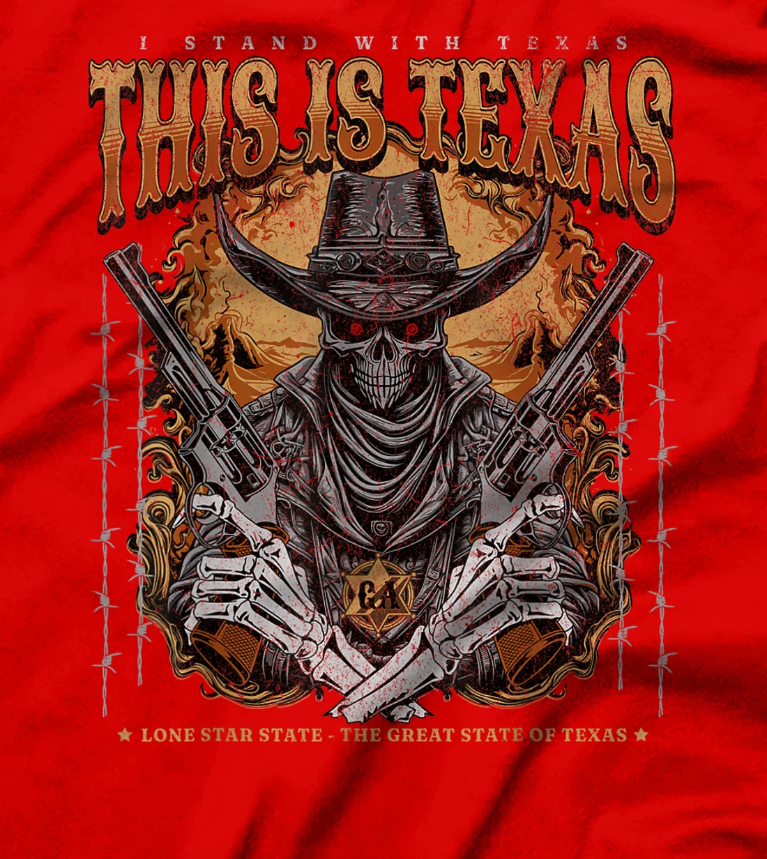 THIS IS TEXAS I Stand With Texas Sheriff Skul State of Texas T-Shirt