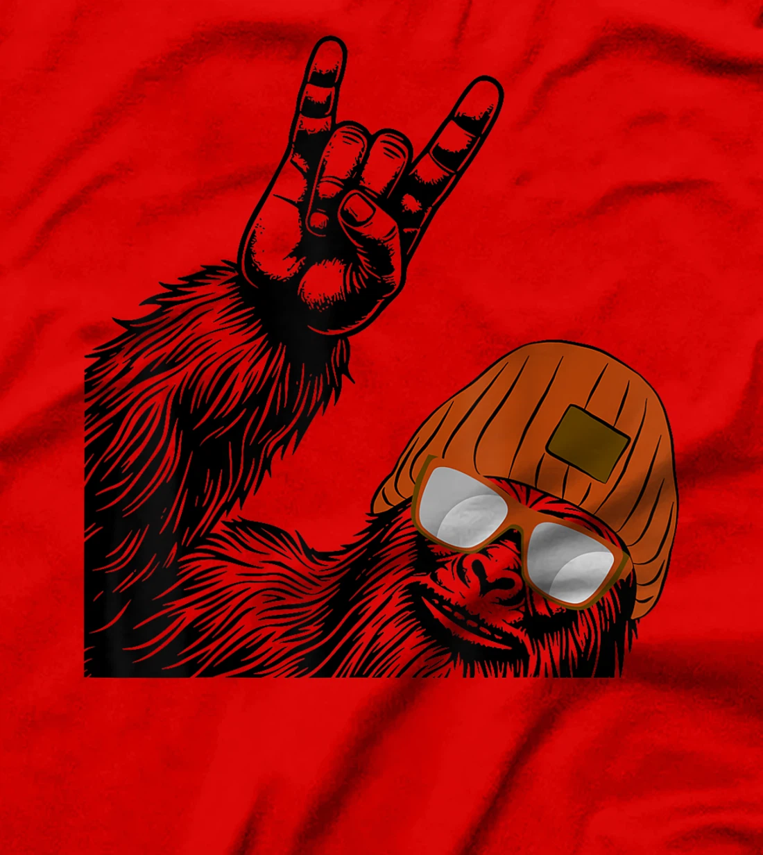 Texas Sasquatch In Orange Hat & Orange Sunglasses T-Shirt