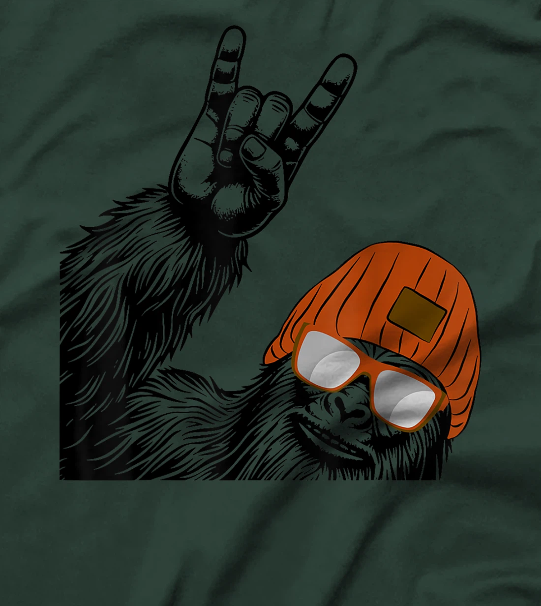 Texas Sasquatch In Orange Hat & Orange Sunglasses T-Shirt