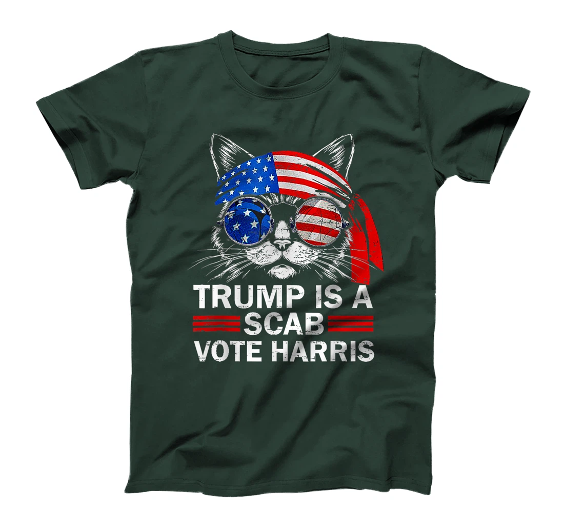 Donald Trump Is A Scab Vote Harris Walz Cat Lady T-Shirt