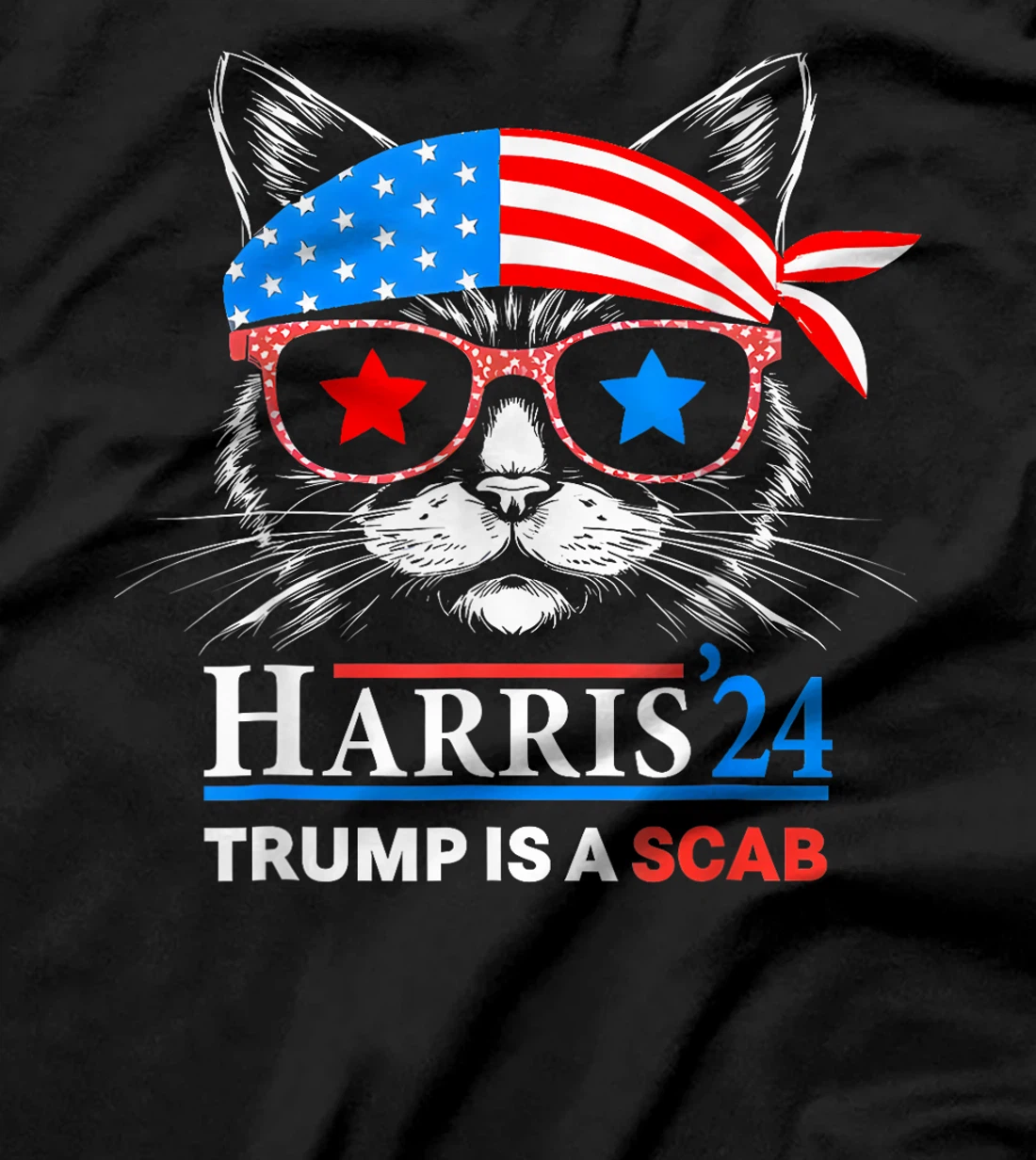 Donald Trump is a SCAB Vote Harris Valz Cat Lady T-Shirt