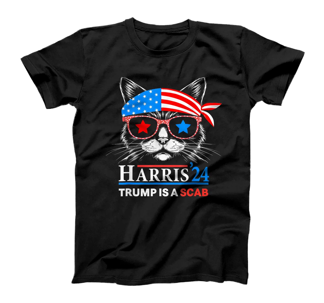 Donald Trump is a SCAB Vote Harris Valz Cat Lady T-Shirt