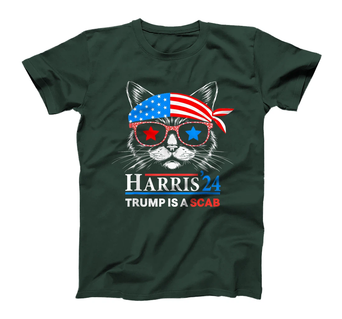 Donald Trump is a SCAB Vote Harris Valz Cat Lady T-Shirt