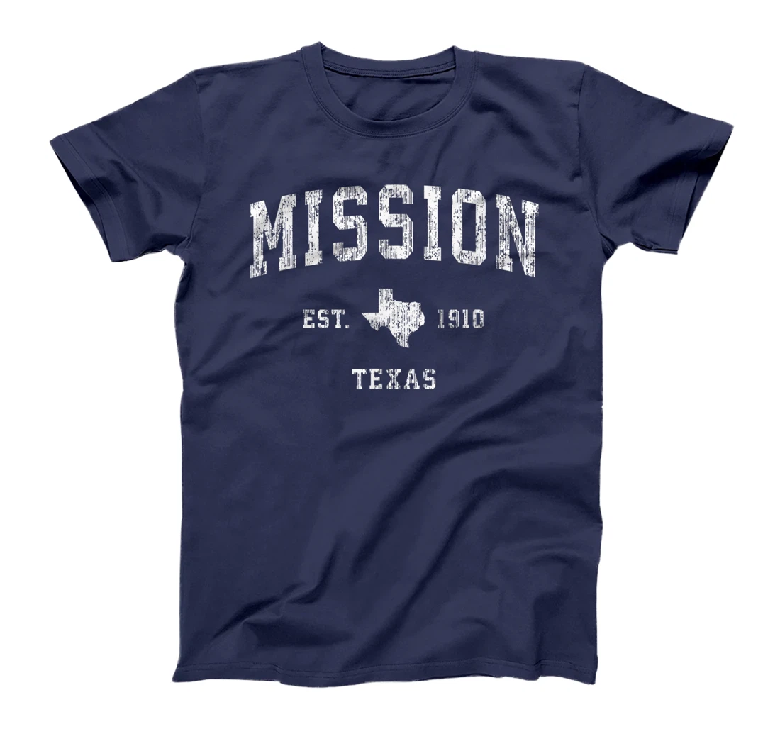 Womens Mission Texas TX Vintage Athletic Sports Design T-Shirt