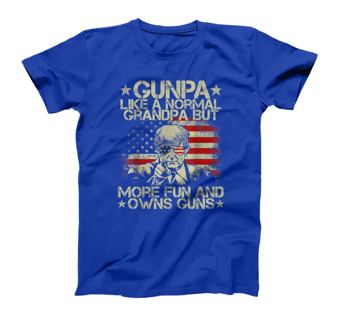 Gunpa Like A Normal Grandpa But More Fun USA Flag Trump Guns T-Shirt