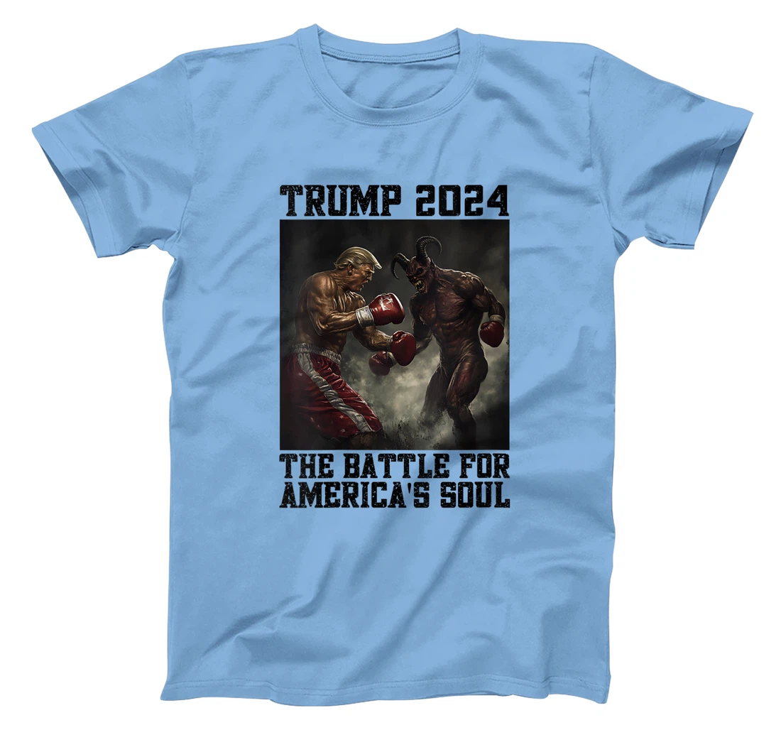 Womens Christians For Trump Boxing Devil Battle For America's Soul T-Shirt