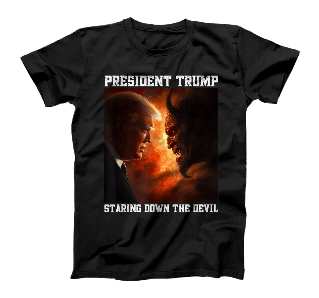 Trump Facing Devil Good Versus Evil Proud Christian Trump T-Shirt