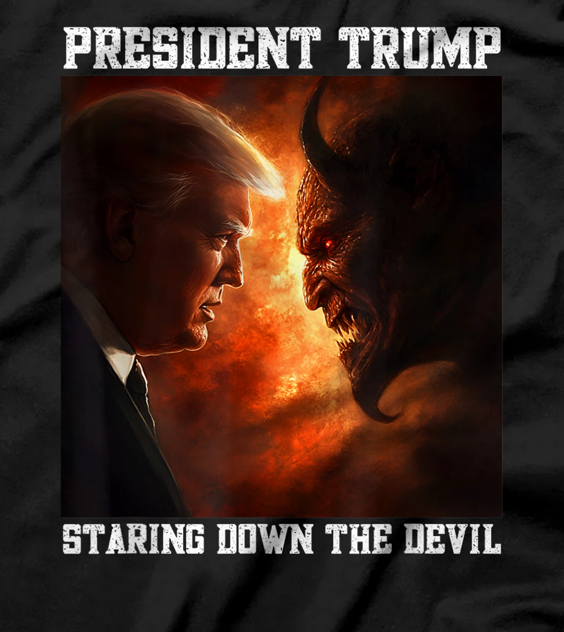 Trump Facing Devil Good Versus Evil Proud Christian Trump T-Shirt
