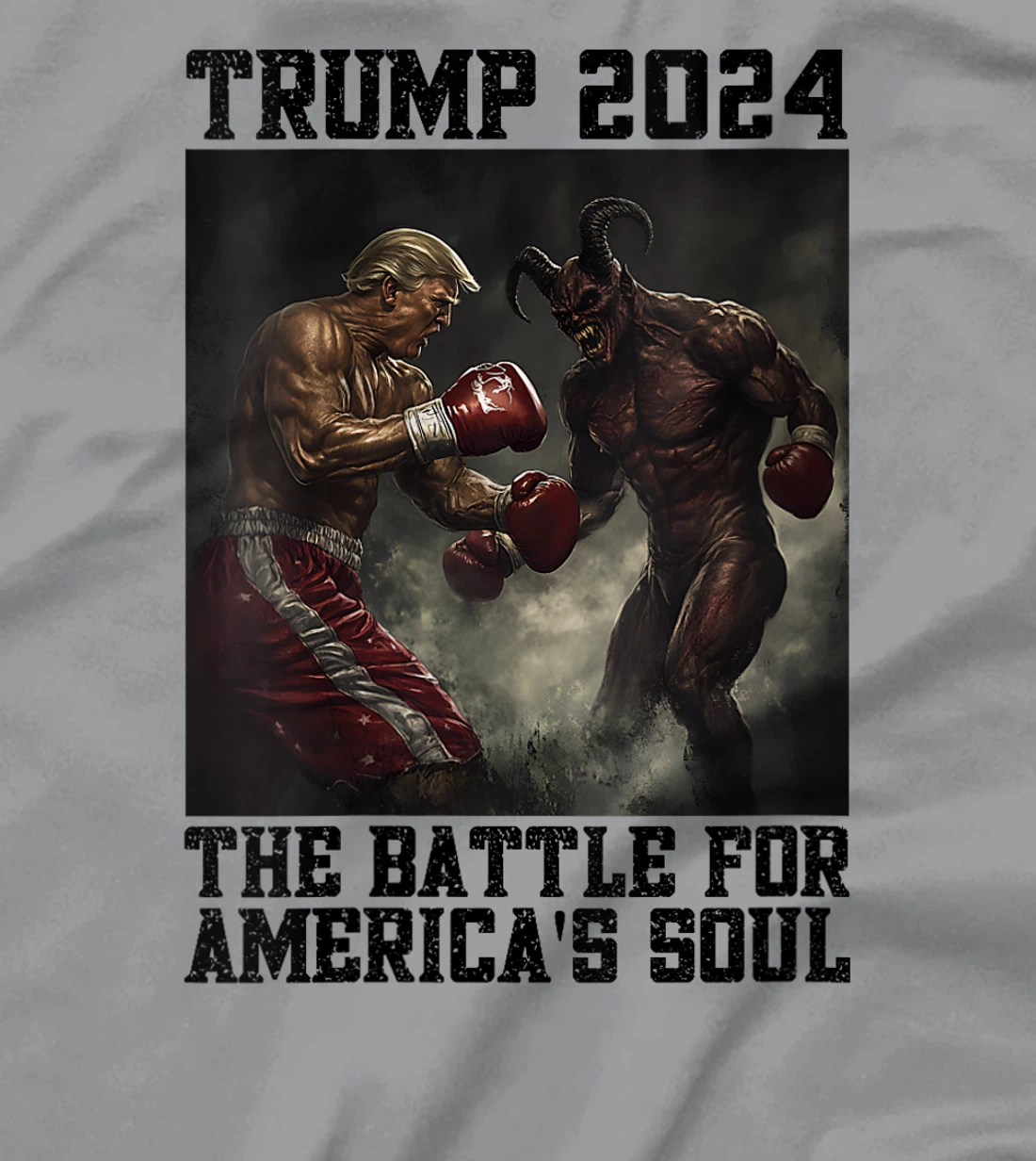 Womens Christians For Trump Boxing Devil Battle For America's Soul T-Shirt