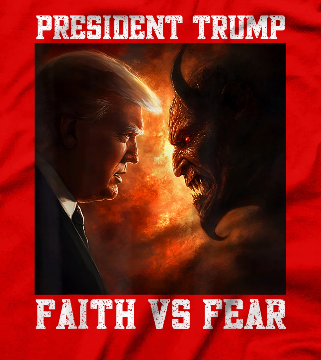 Love Trump Faith Fear Good Versus Evil Proud Christian Trump T-Shirt