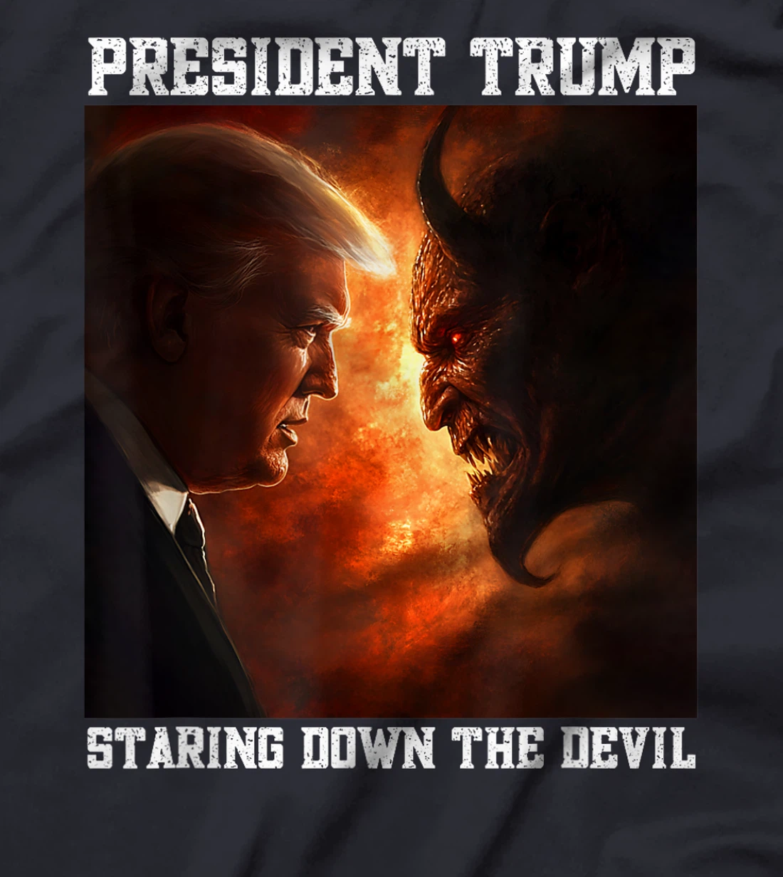 Trump Facing Devil Good Versus Evil Proud Christian Trump T-Shirt