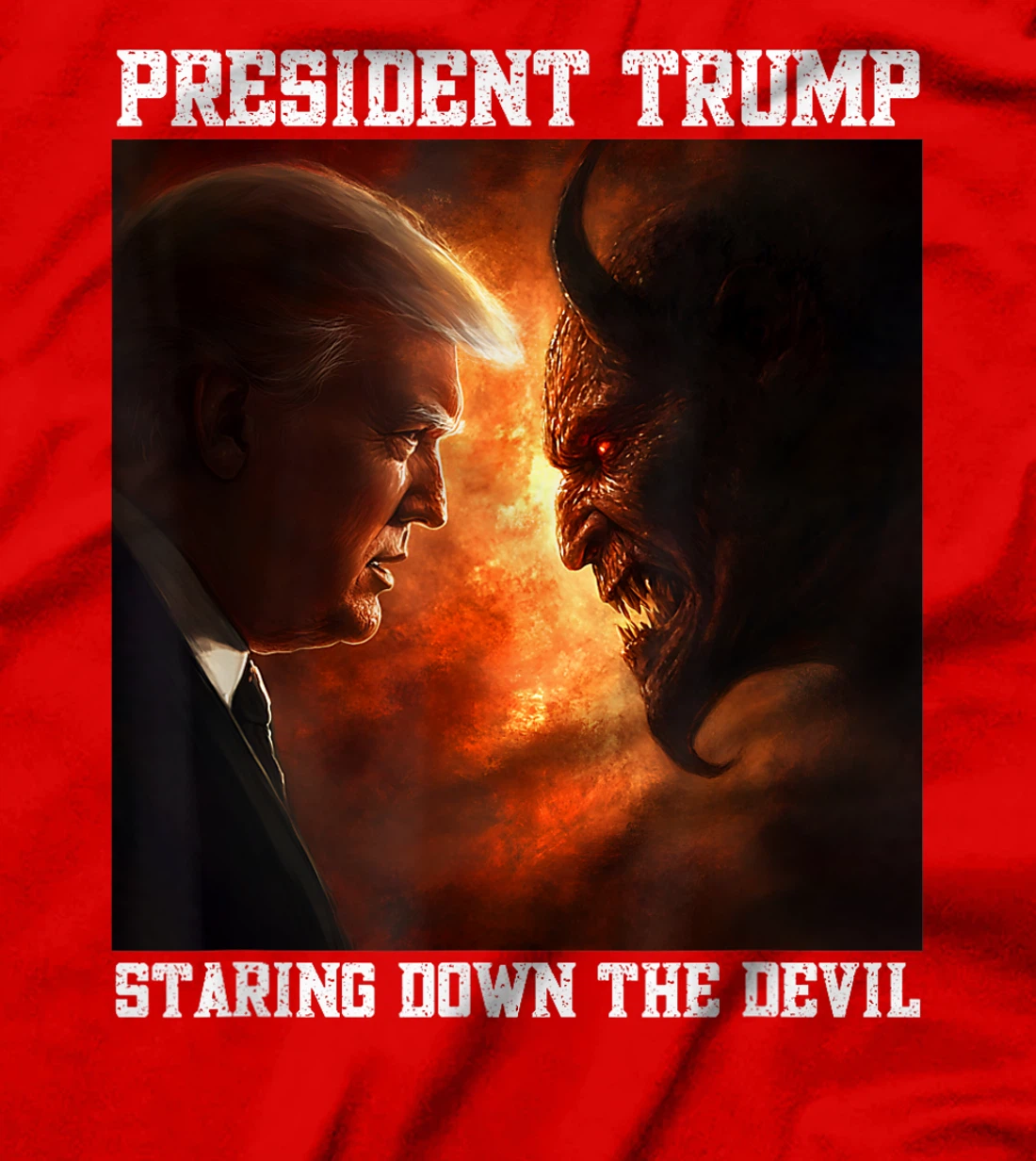 Trump Facing Devil Good Versus Evil Proud Christian Trump T-Shirt