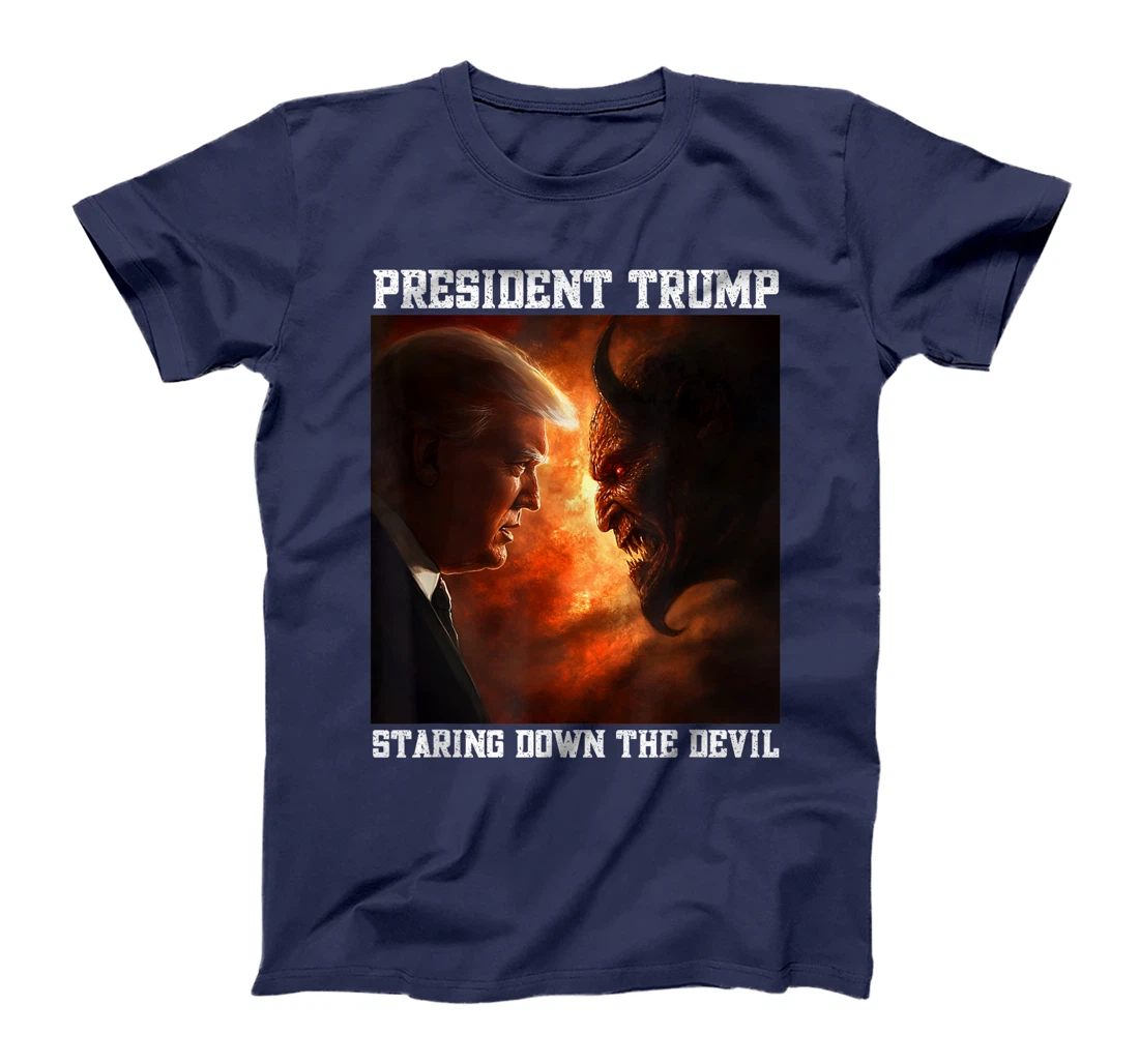 Trump Facing Devil Good Versus Evil Proud Christian Trump T-Shirt