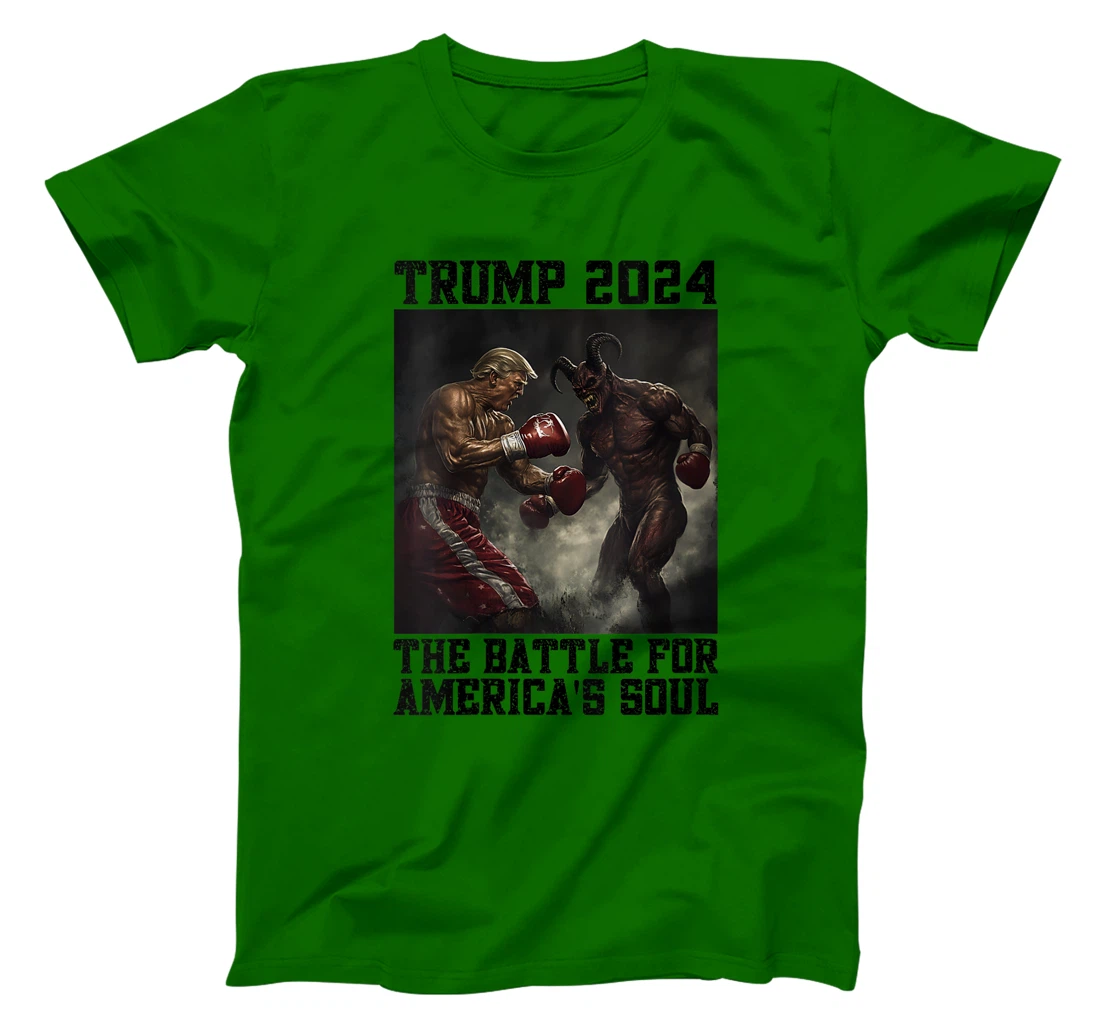 Womens Christians For Trump Boxing Devil Battle For America's Soul T-Shirt