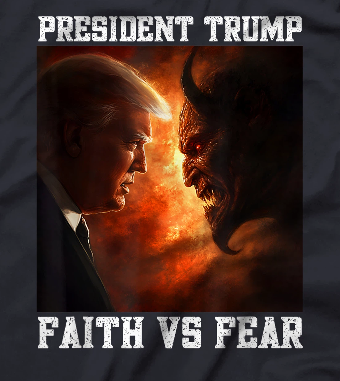 Love Trump Faith Fear Good Versus Evil Proud Christian Trump T-Shirt